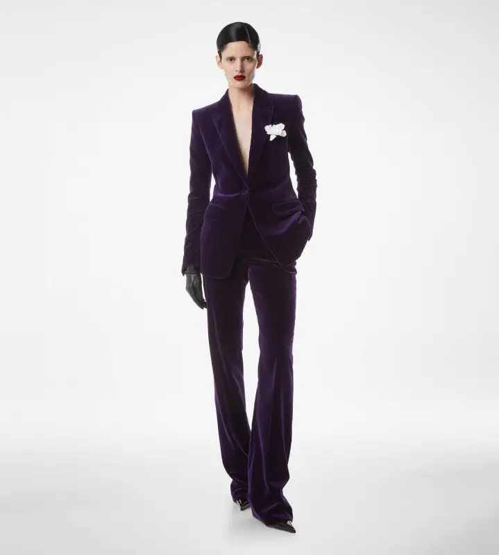COTTON VELVET SINGLE BREASTED JACKET GEM VIOLET online